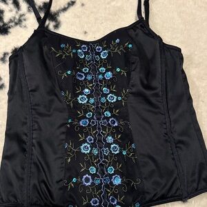 Victoria Secret vintage style floral embroidered and sequin corset top